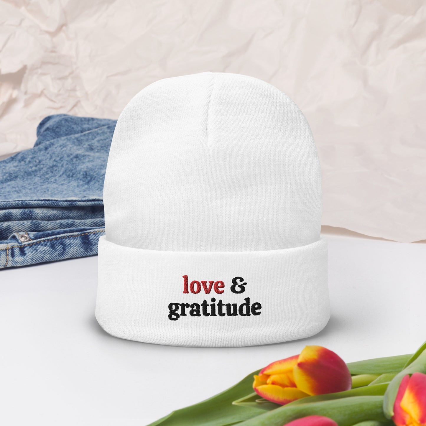 Love & Gratitude Embroidered Beanie