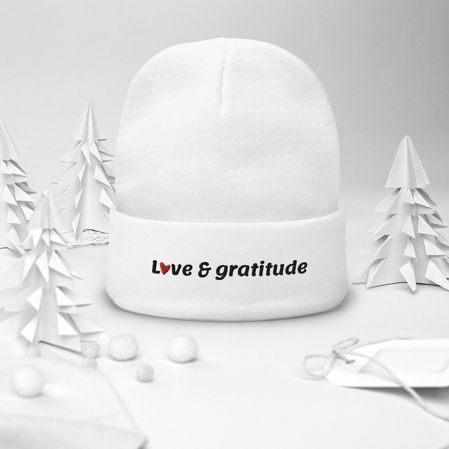 Love & Gratitude Embroidered Beanie