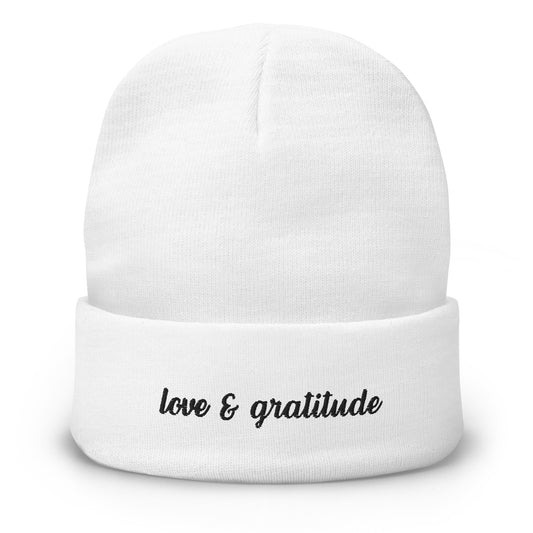Love & Gratitude Embroidered Beanie