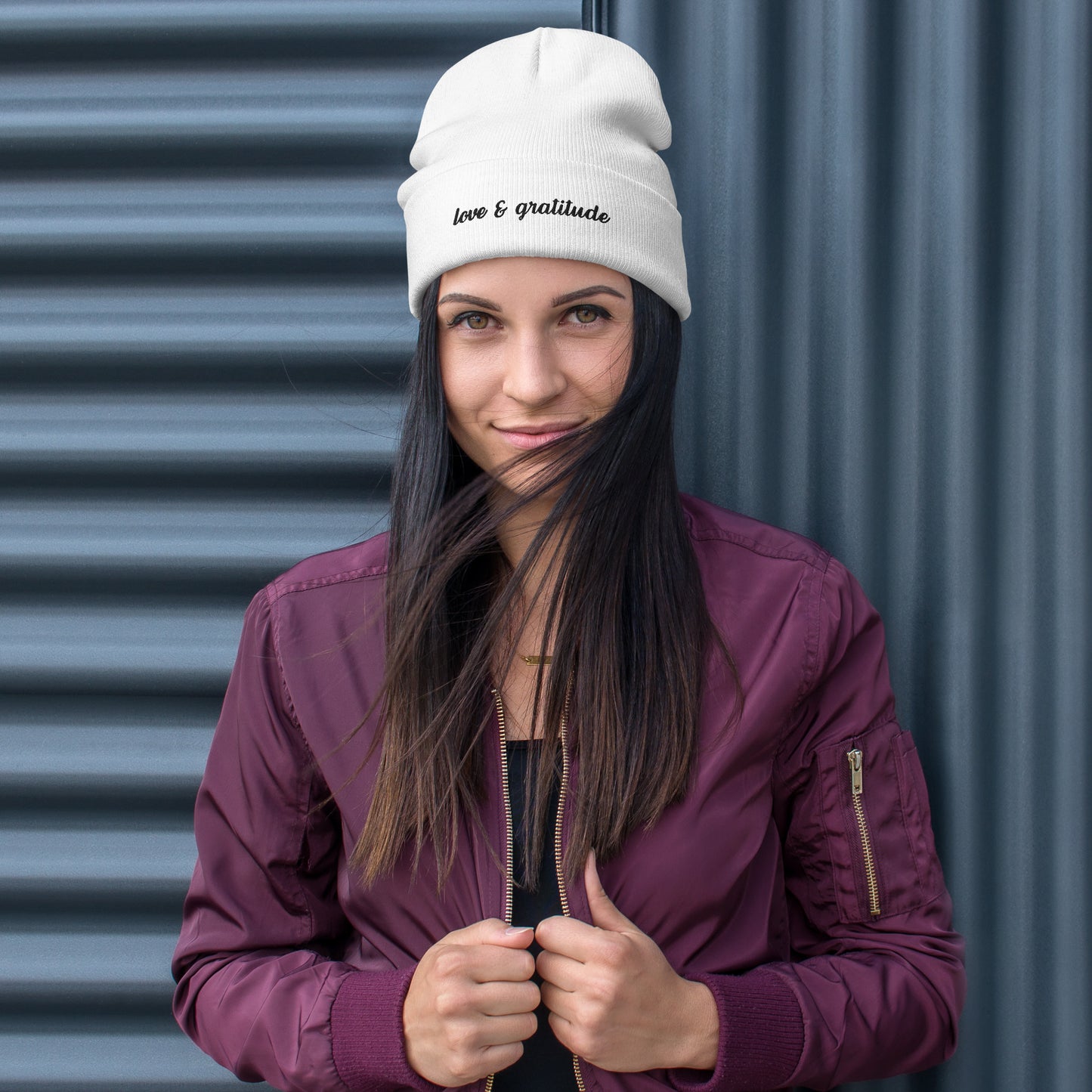 Love & Gratitude Embroidered Beanie