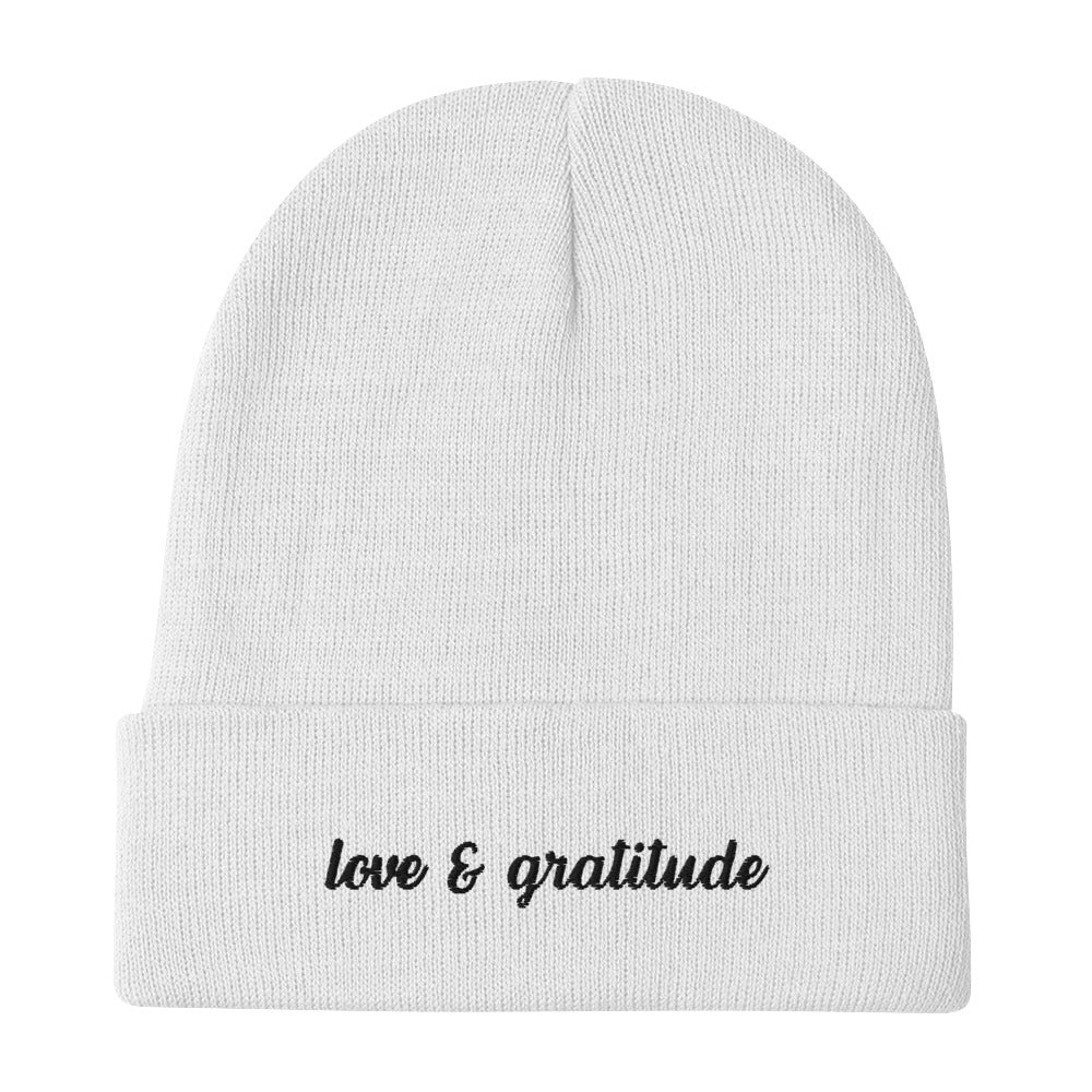 Love & Gratitude Embroidered Beanie