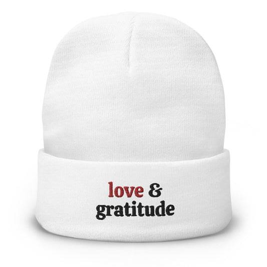 Love & Gratitude Embroidered Beanie