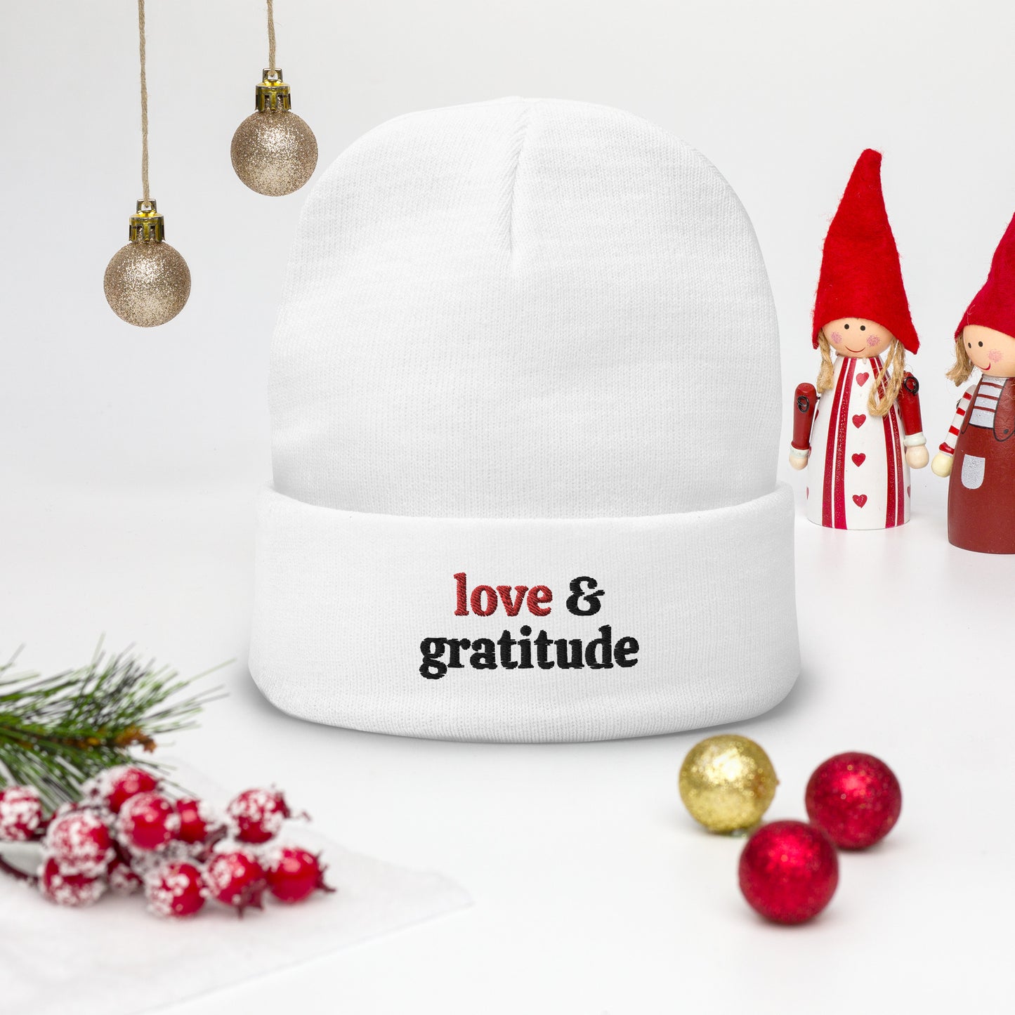 Love & Gratitude Embroidered Beanie