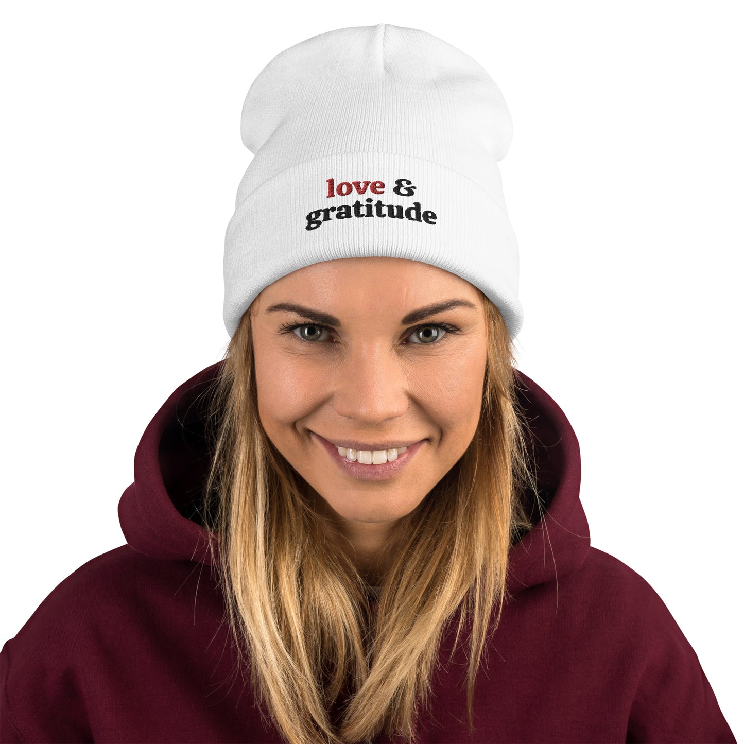 Love & Gratitude Embroidered Beanie