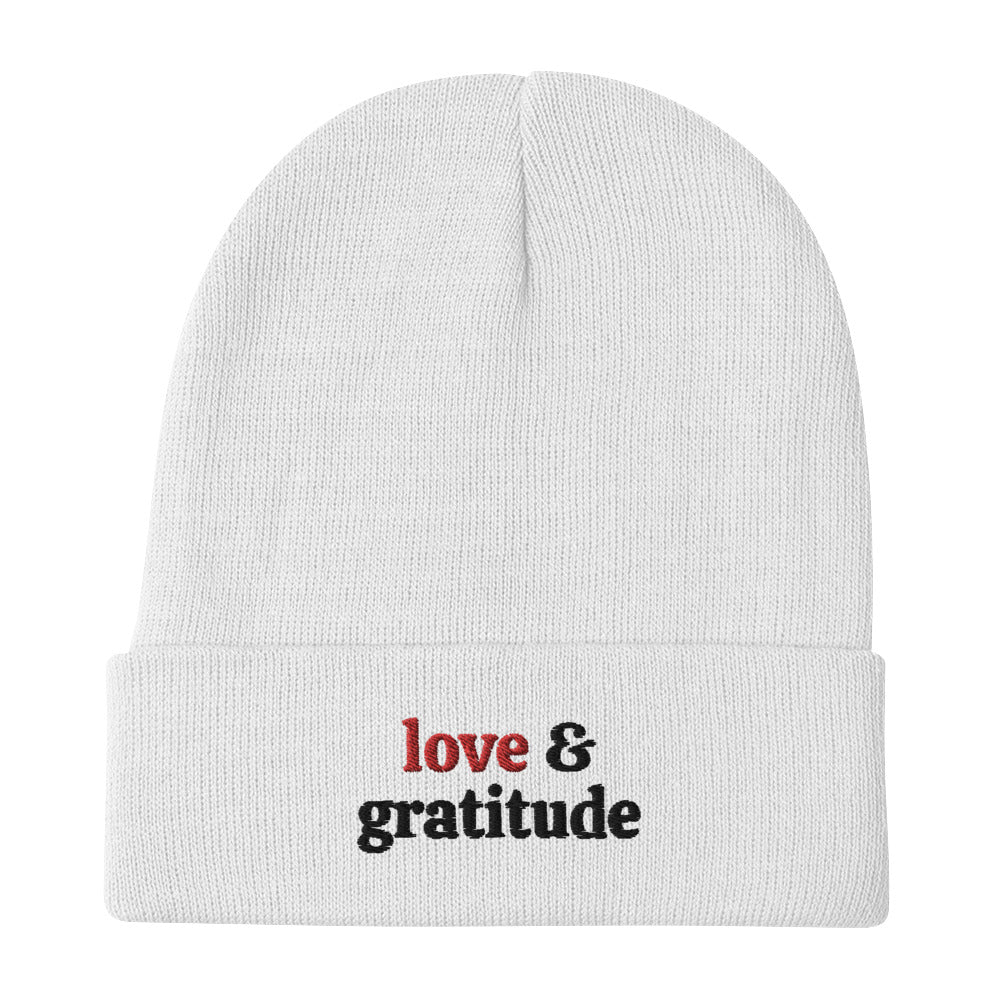 Love & Gratitude Embroidered Beanie
