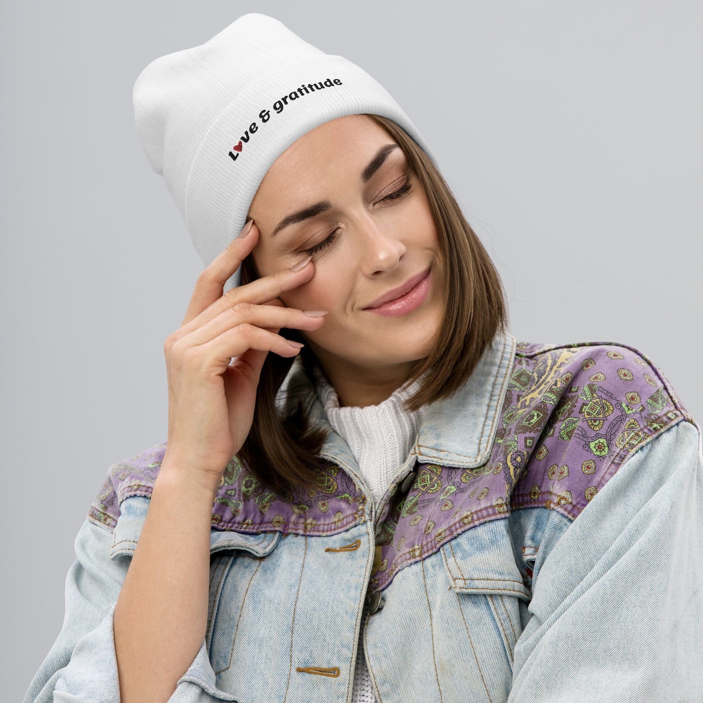 Love & Gratitude Embroidered Beanie