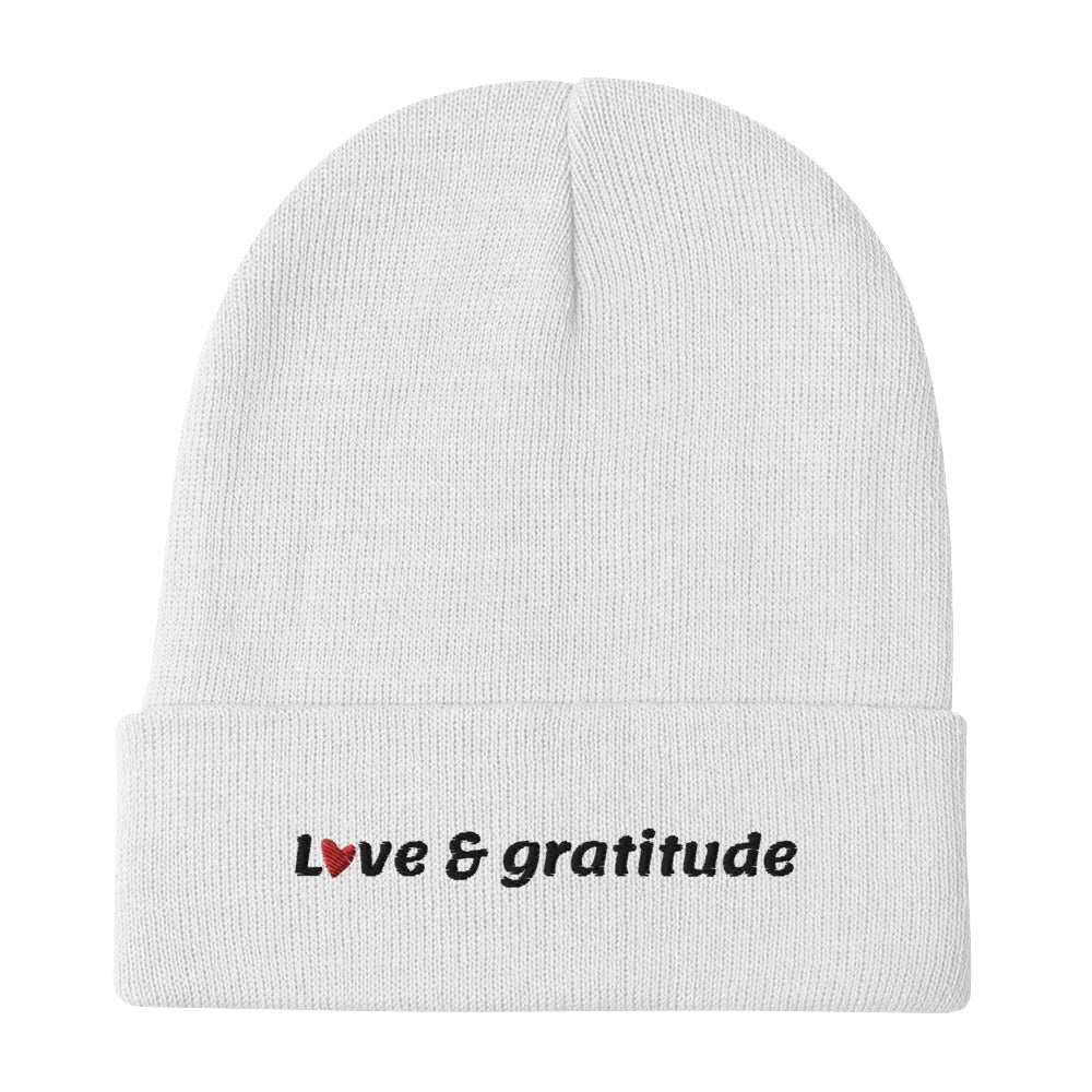Love & Gratitude Embroidered Beanie