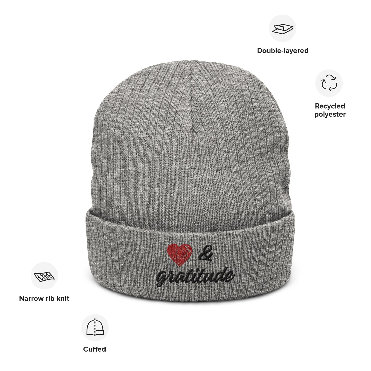 Love & Gratitude Ribbed knit beanie
