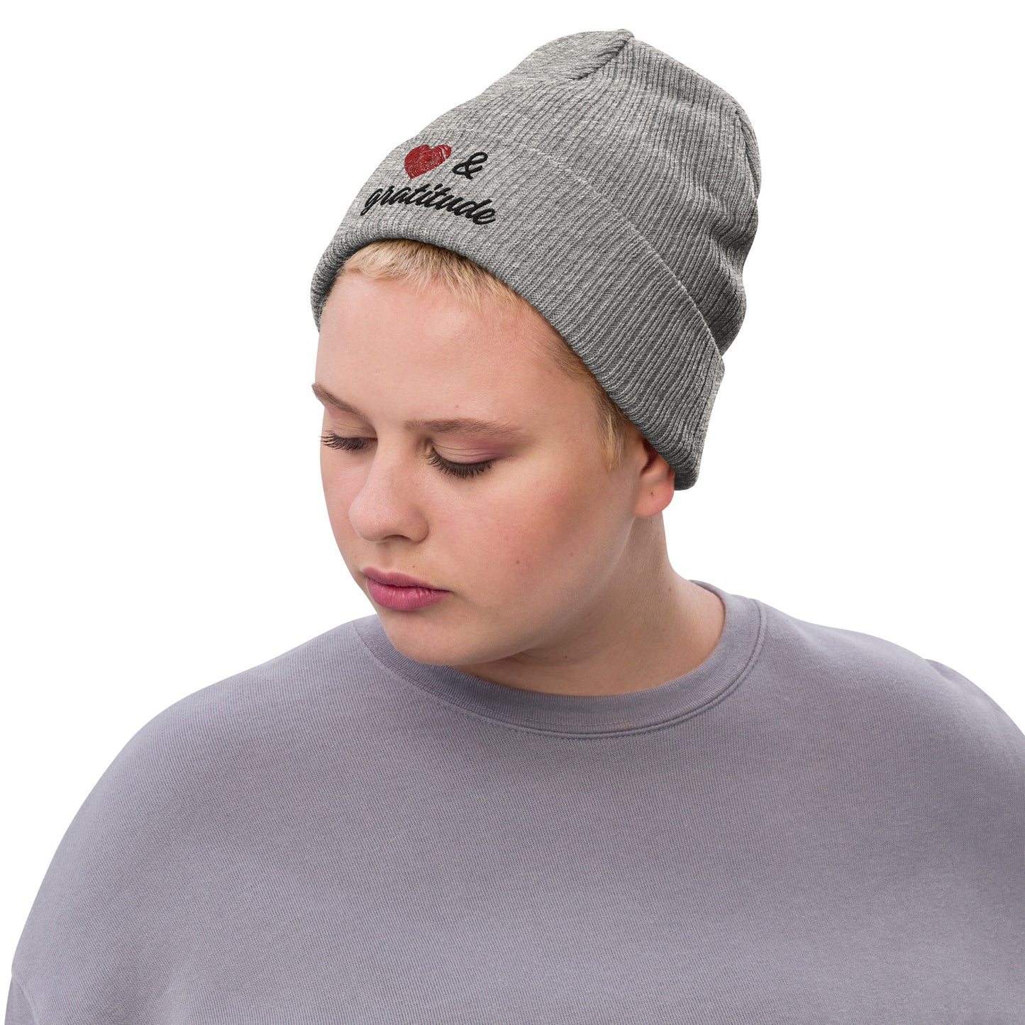 Love & Gratitude Ribbed knit beanie
