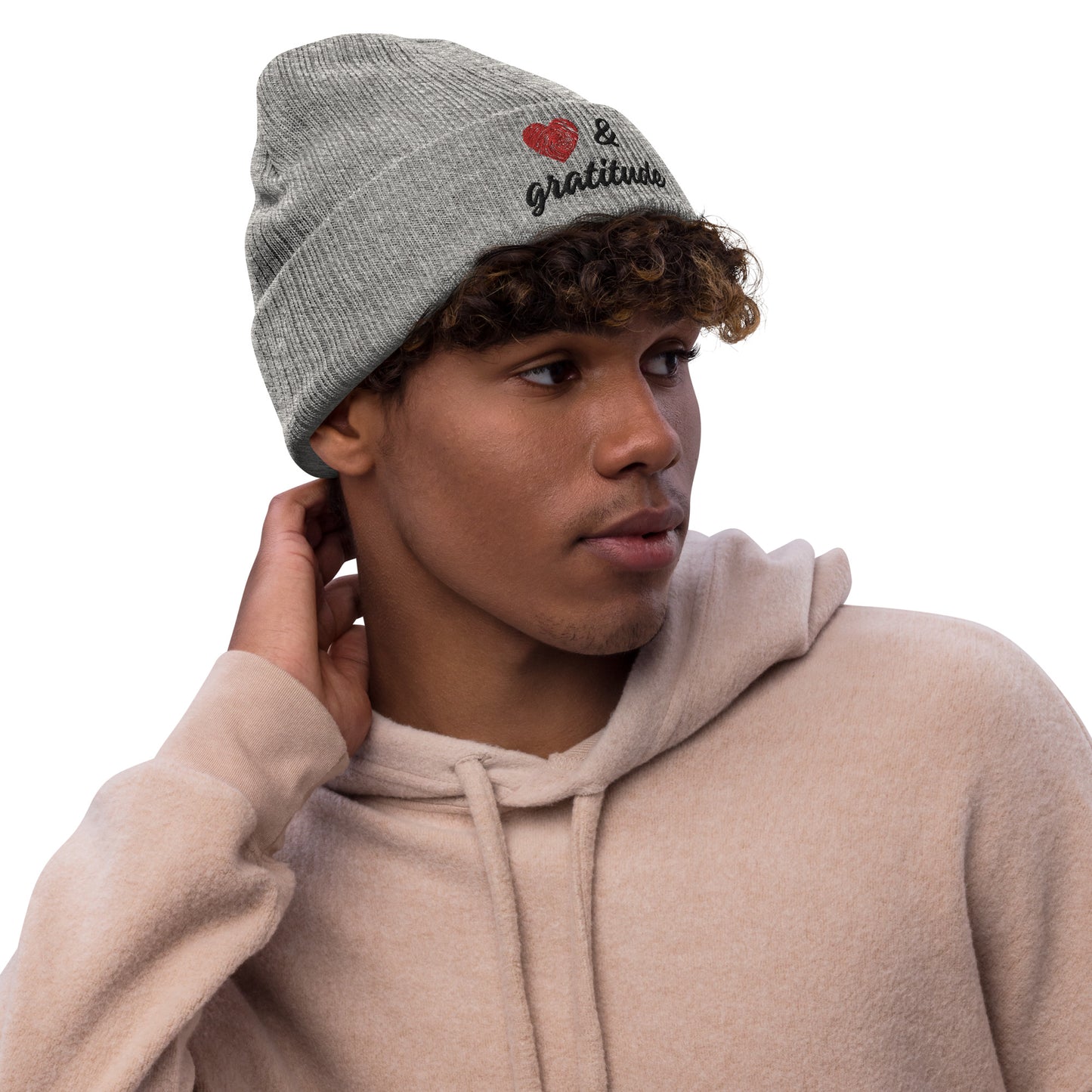 Love & Gratitude Ribbed knit beanie
