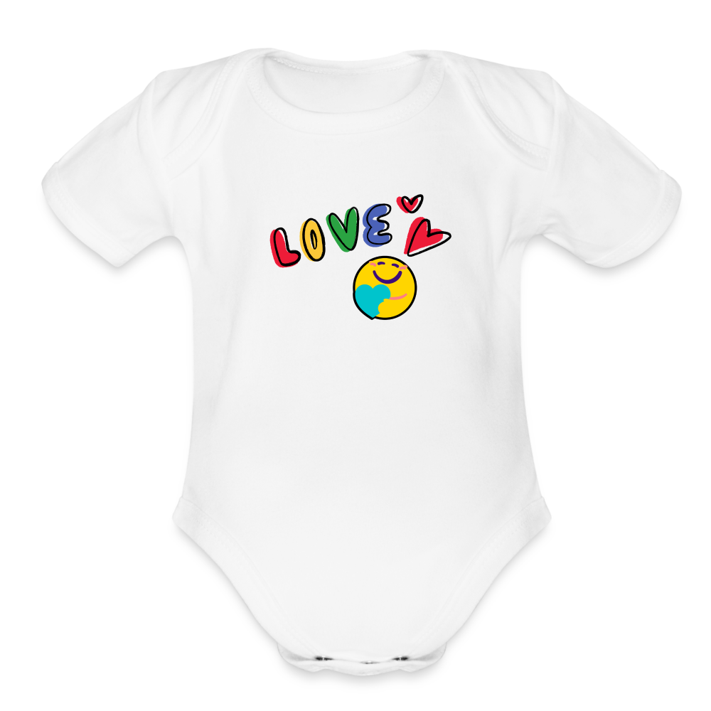 Love Organic Short Sleeve Baby Bodysuit - white