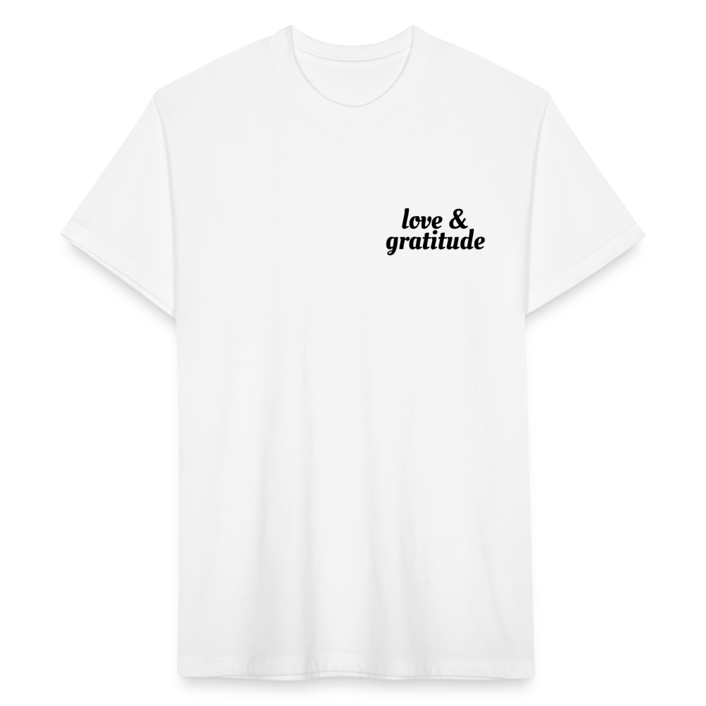 Love & Gratitude Fitted Cotton/Poly T-Shirt - white