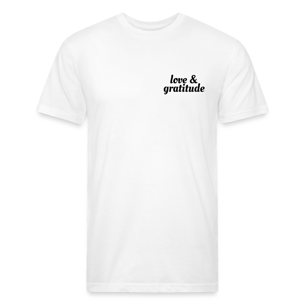 Love & Gratitude Fitted Cotton/Poly T-Shirt - white