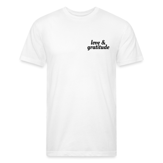 Love & Gratitude Fitted Cotton/Poly T-Shirt - white