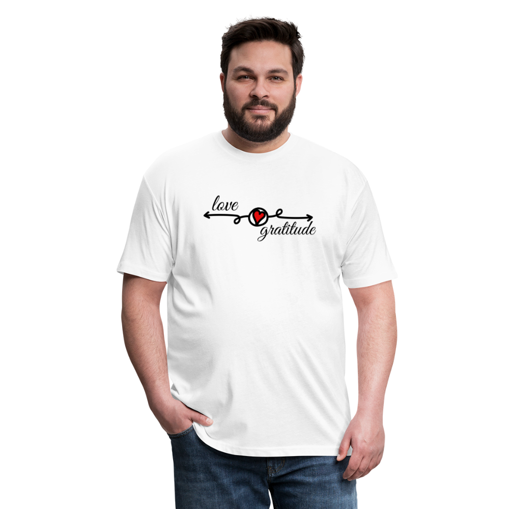 Love Gratitude Fitted Cotton/Poly T-Shirt - white