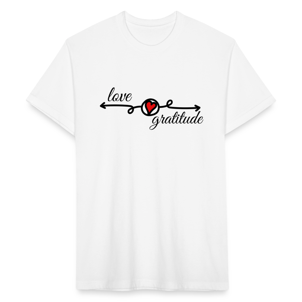 Love Gratitude Fitted Cotton/Poly T-Shirt - white