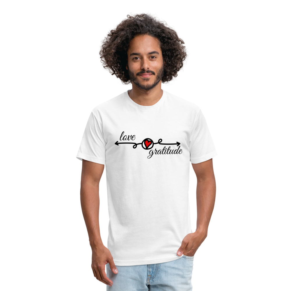 Love Gratitude Fitted Cotton/Poly T-Shirt - white