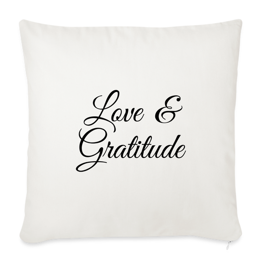 Love & Gratitude Throw Pillow Cover 18” x 18” - natural white