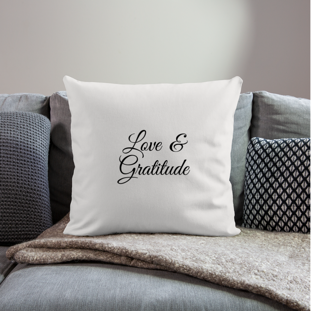 Love & Gratitude Throw Pillow Cover 18” x 18” - natural white