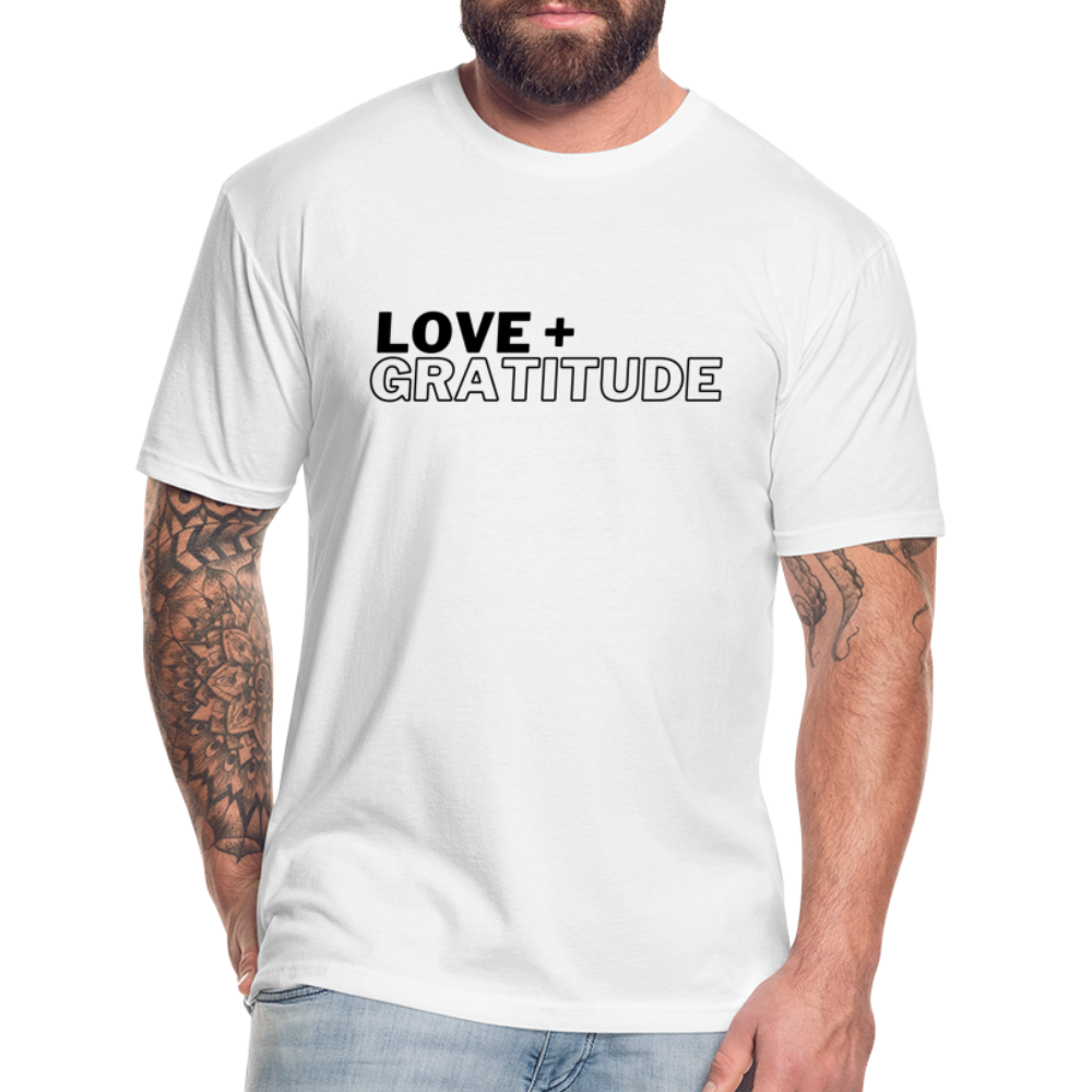 Love + Gratitude Fitted Cotton/Poly T-Shirt by Next Level - white