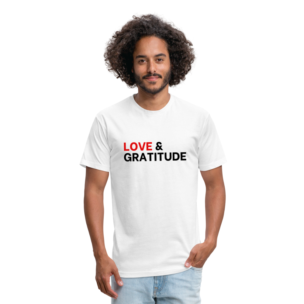Love & Gratitude Fitted Cotton/Poly T-Shirt - white