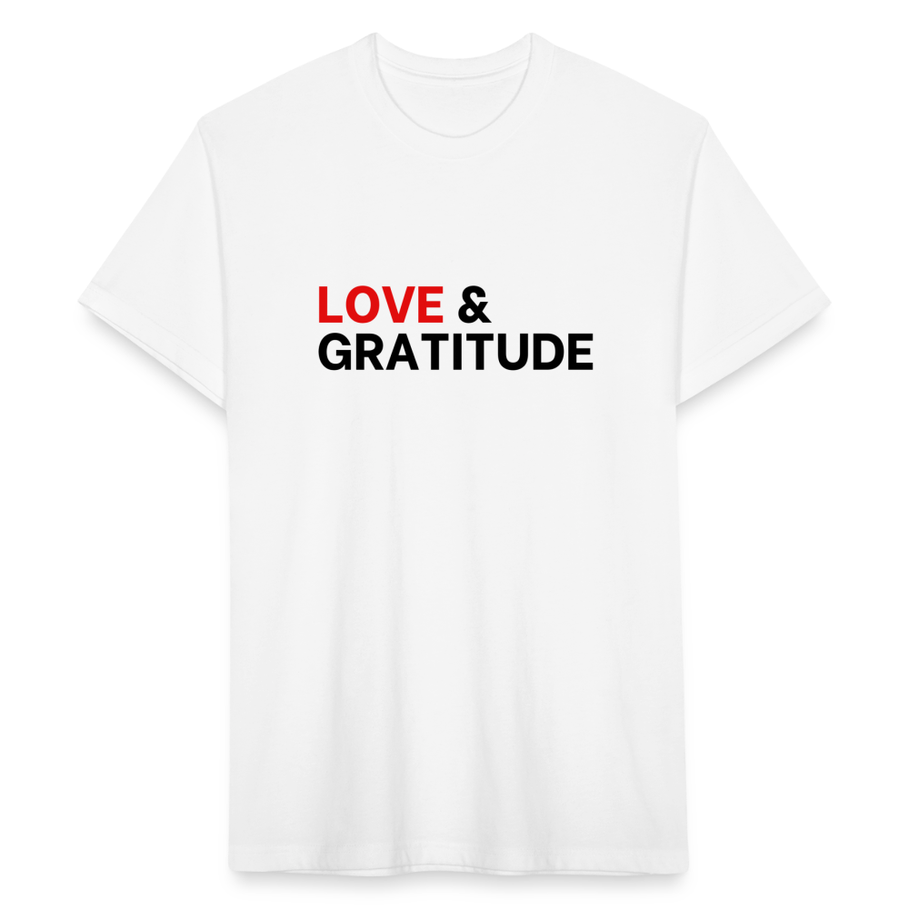 Love & Gratitude Fitted Cotton/Poly T-Shirt - white