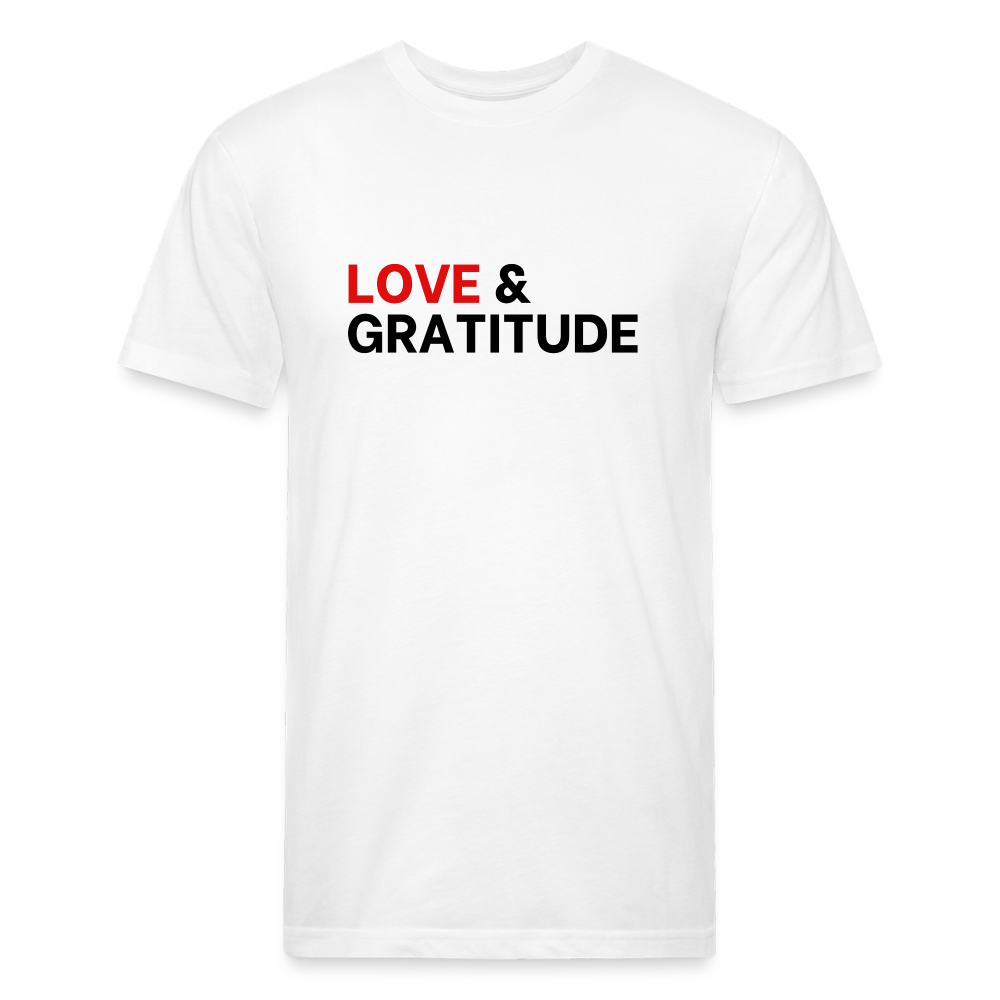 Love & Gratitude Fitted Cotton/Poly T-Shirt - white