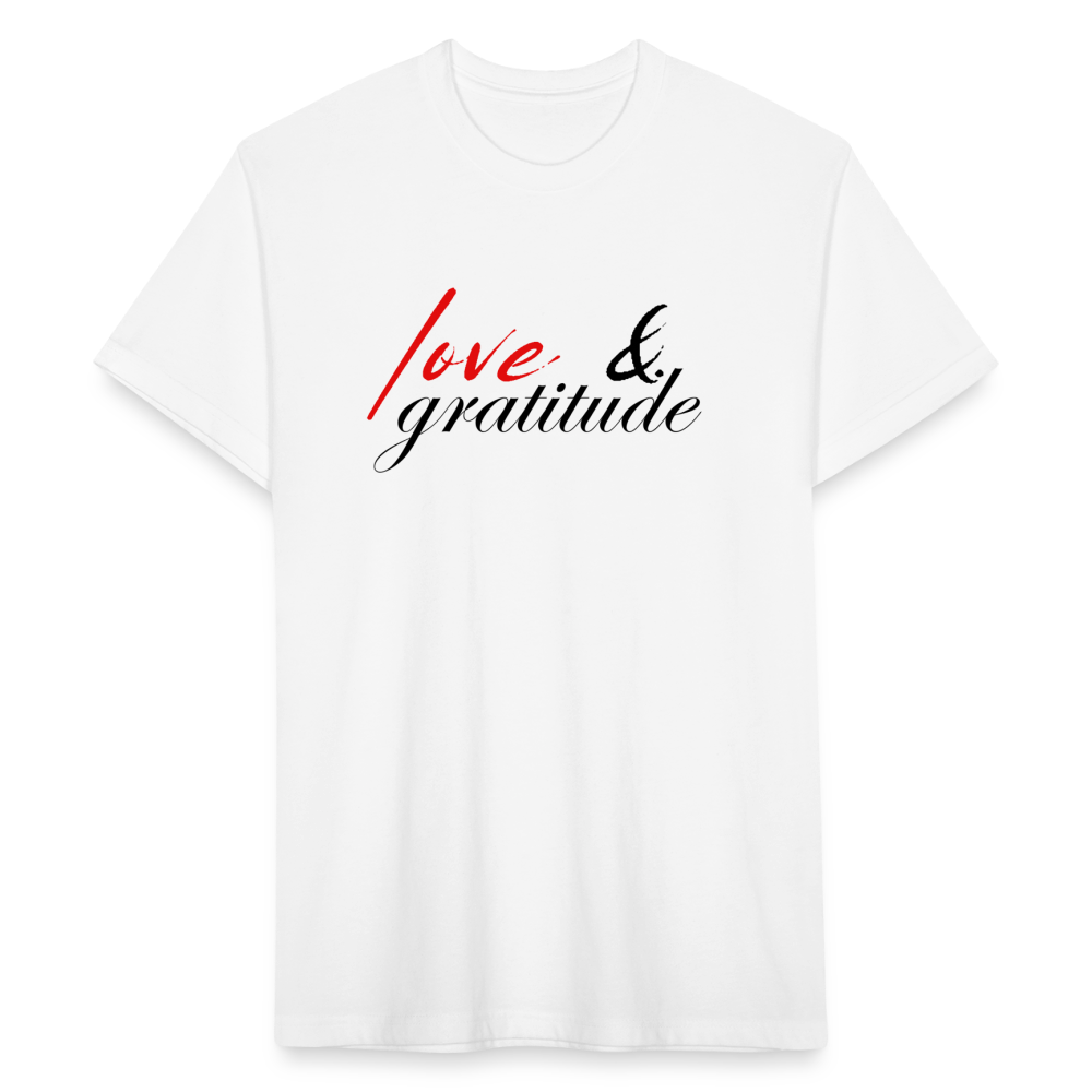 Love & Gratitude Fitted Cotton/Poly T-Shirt - white
