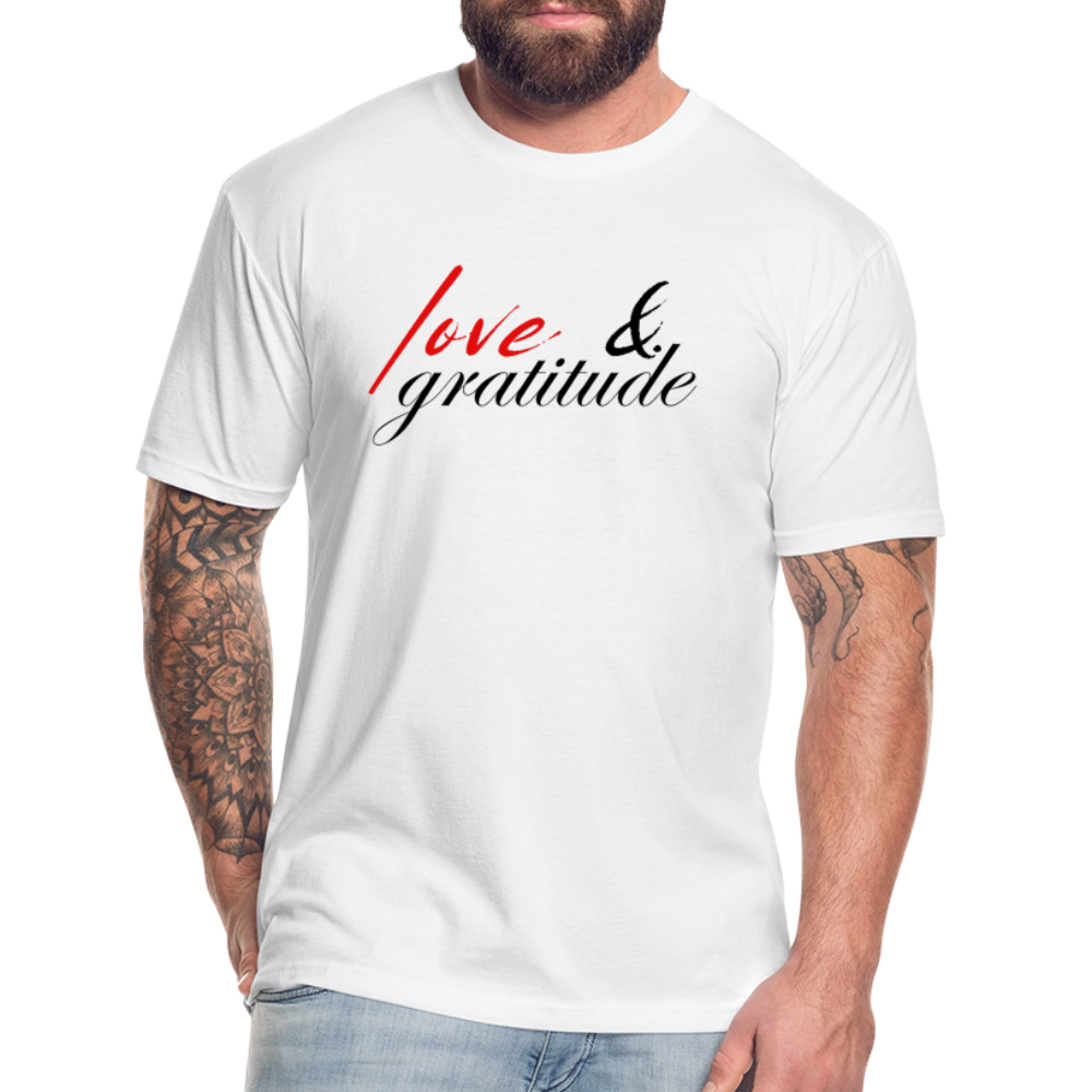 Love & Gratitude Fitted Cotton/Poly T-Shirt - white