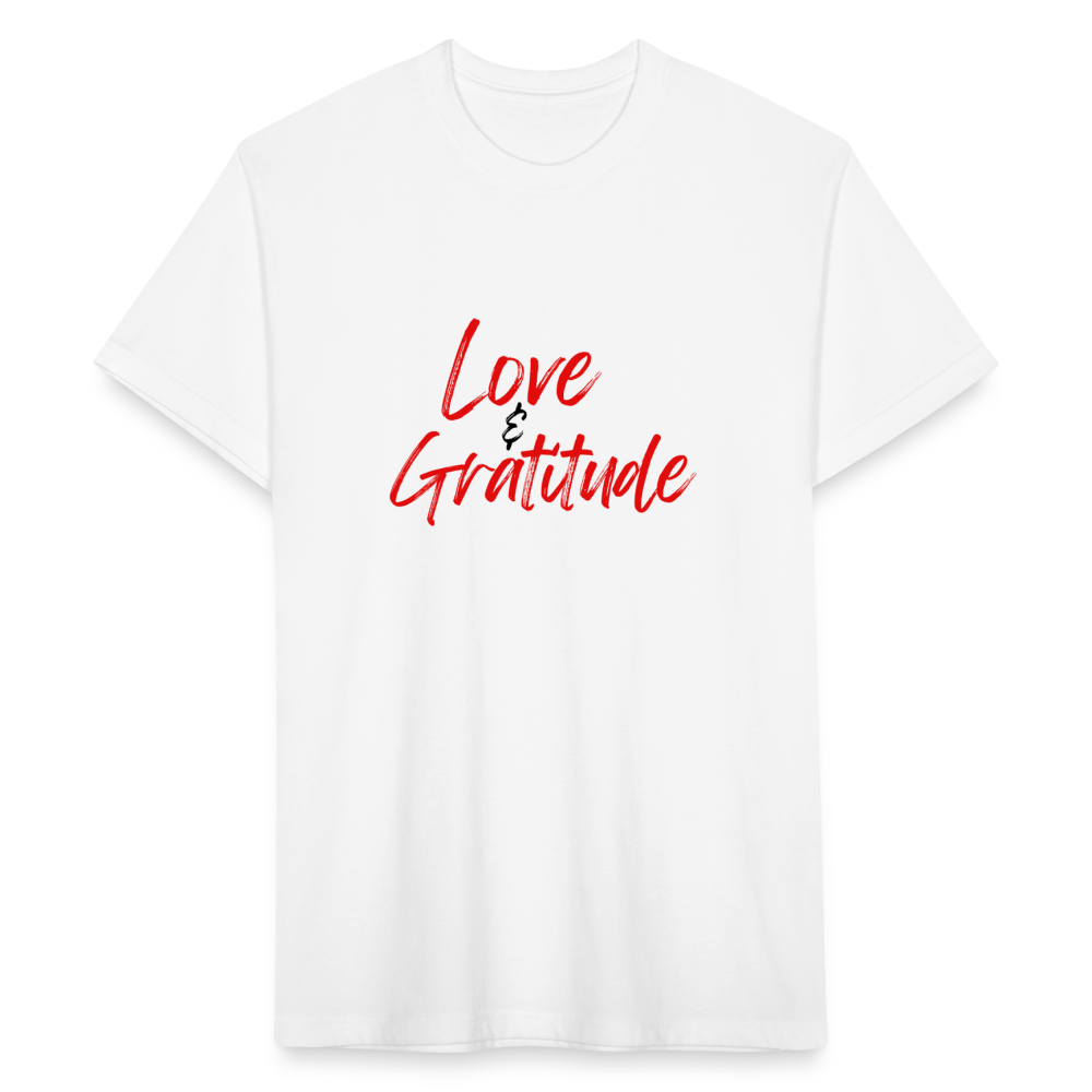 Love & Gratitude Fitted Cotton/Poly T-Shirt - white