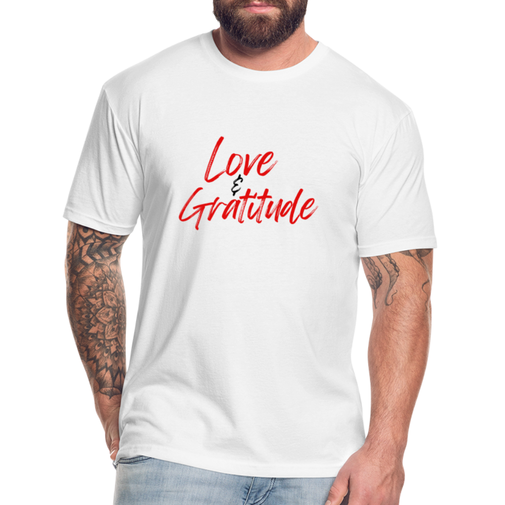 Love & Gratitude Fitted Cotton/Poly T-Shirt - white