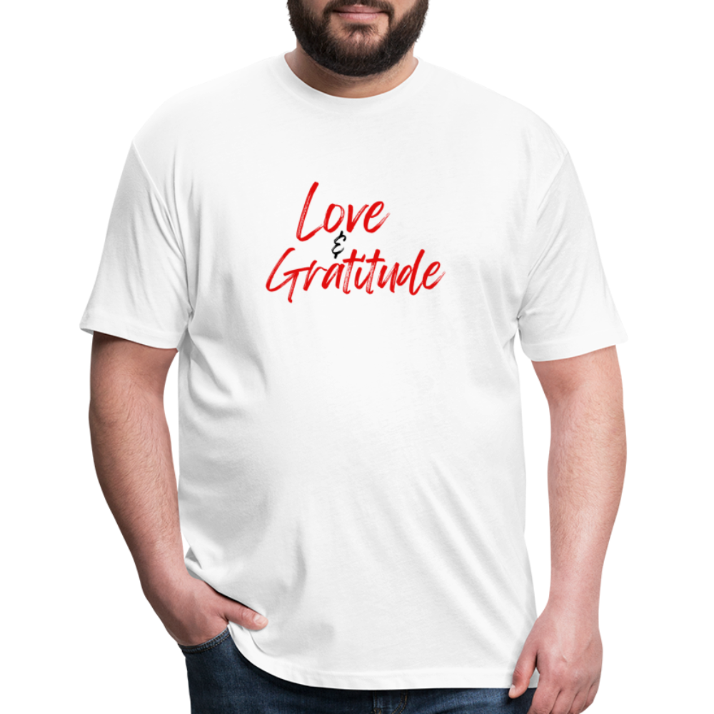 Love & Gratitude Fitted Cotton/Poly T-Shirt - white