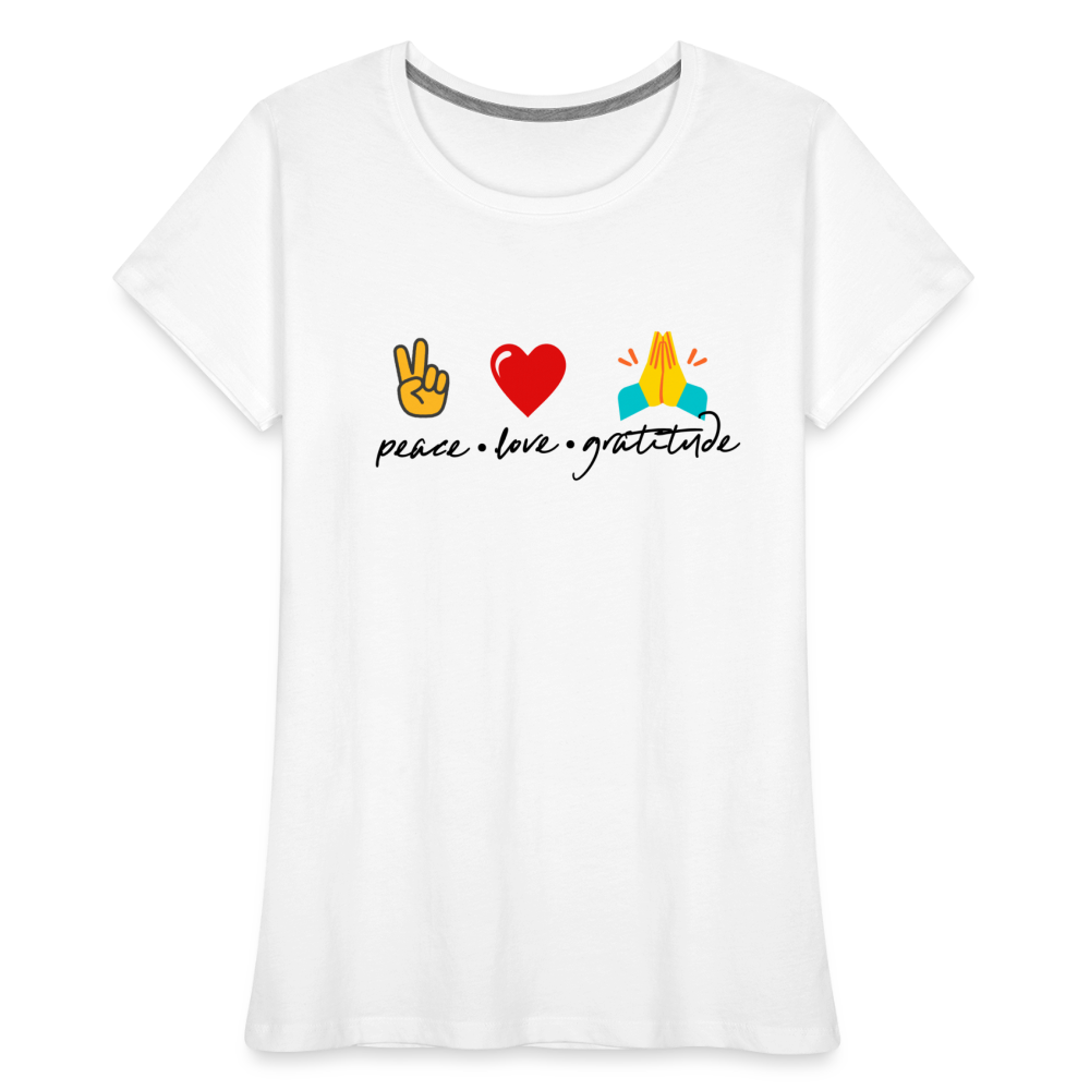 Peace Love Gratitude Women’s Premium Organic T-Shirt - white