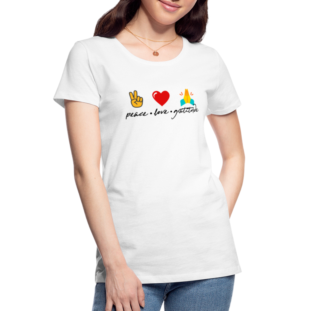 Peace Love Gratitude Women’s Premium Organic T-Shirt - white