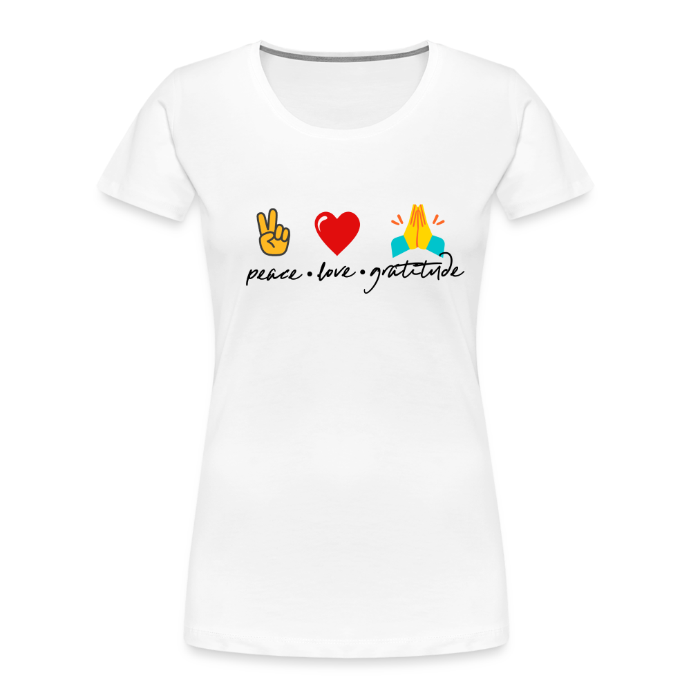 Peace Love Gratitude Women’s Premium Organic T-Shirt - white