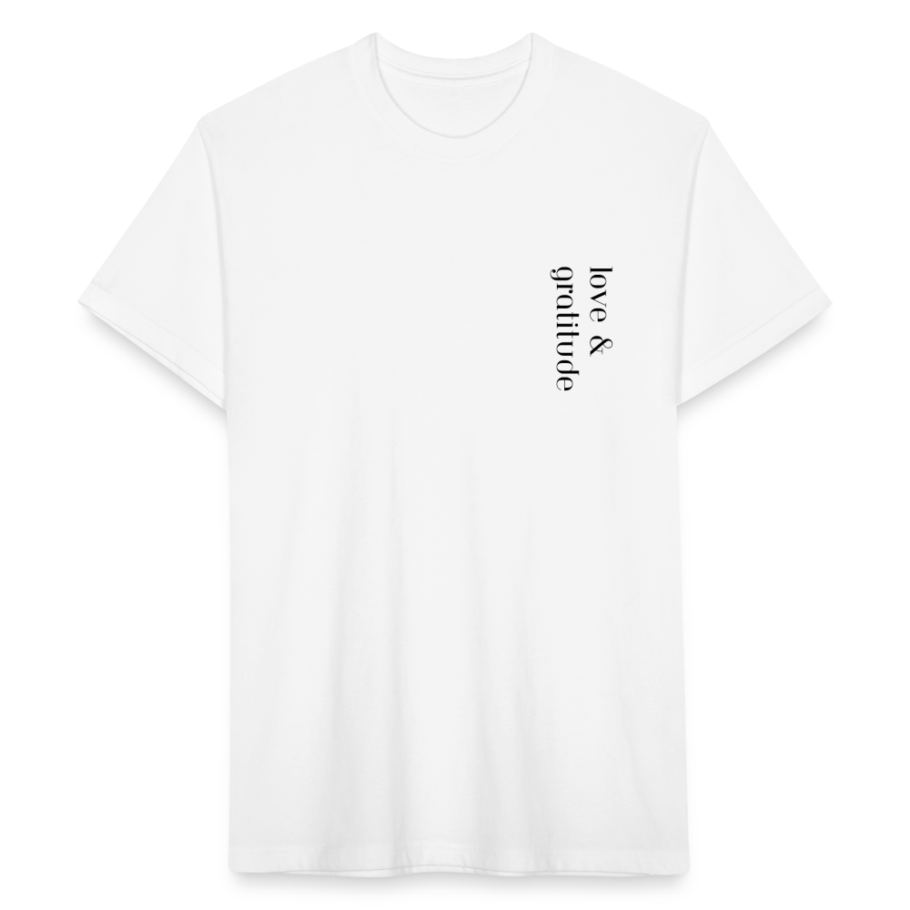 Love & Gratitude Fitted Cotton/Poly T-Shirt by Next Level - white