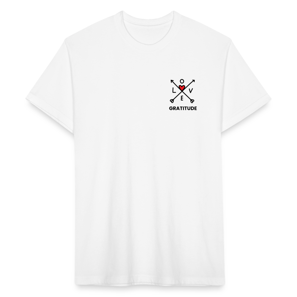 Love & Gratitude Fitted Cotton/Poly T-Shirt by Next Level - white