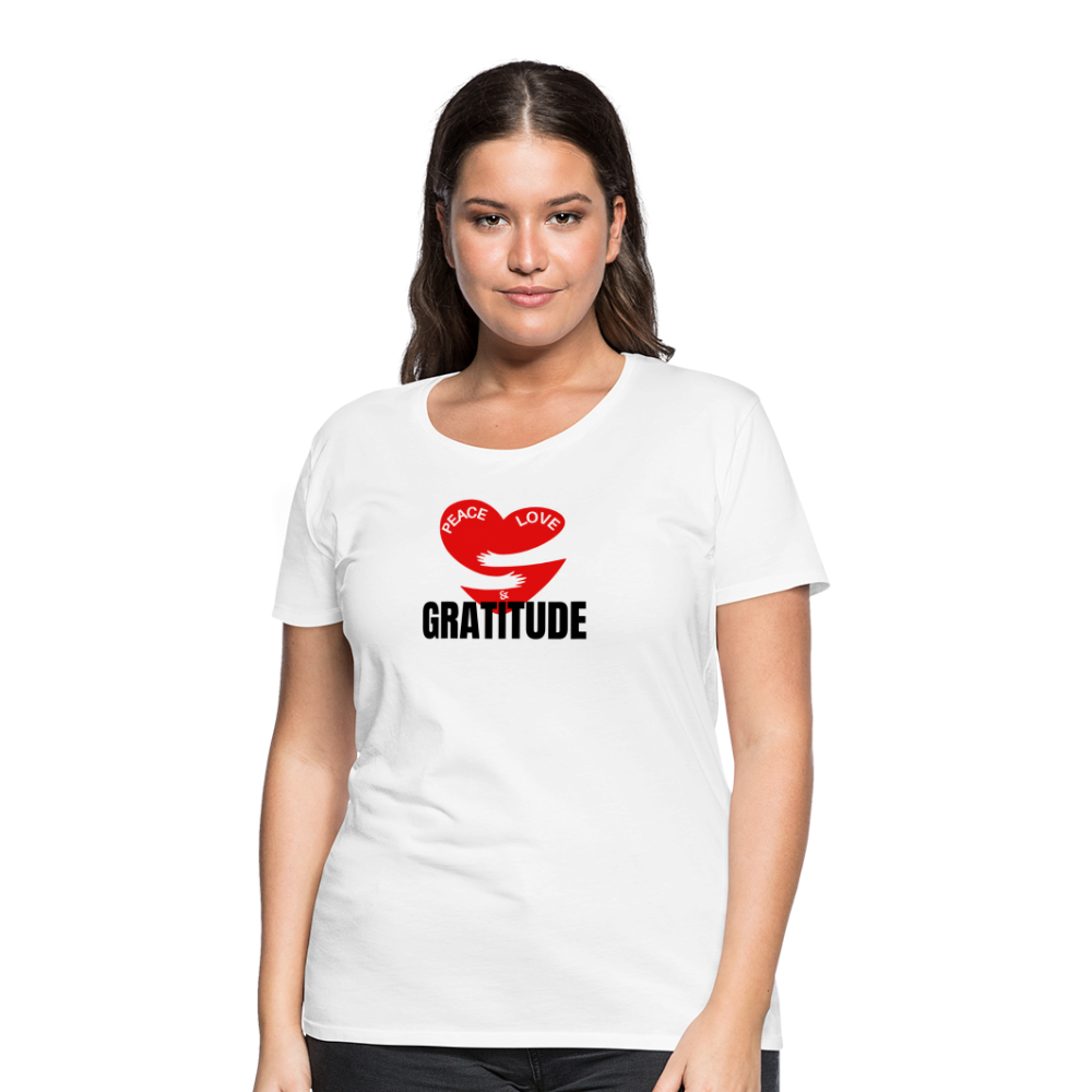 Peace Love & Gratitude Women’s Premium T-Shirt - white