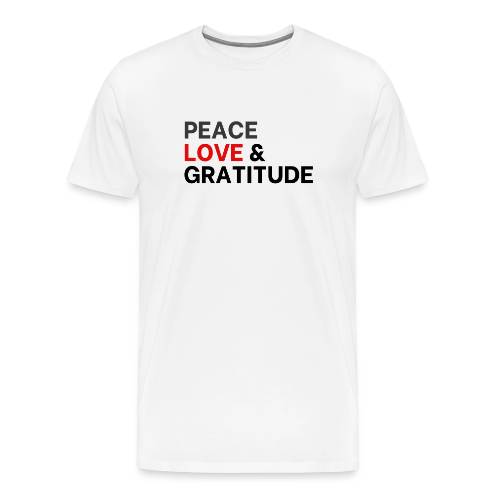 Peace Love & Gratitude Men's Premium T-Shirt - white
