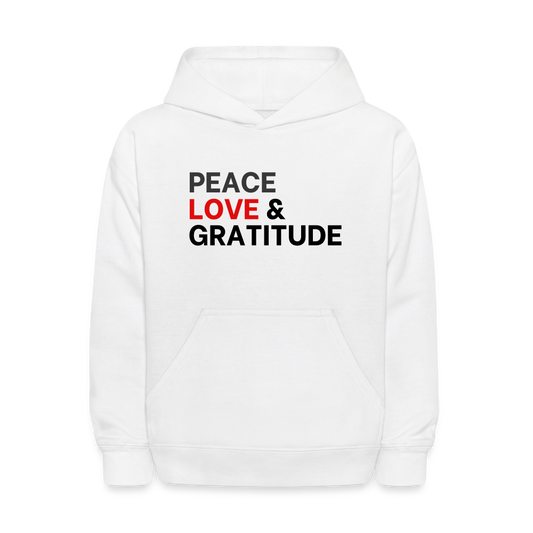 Peace Love & Gratitude Kids' Hoodie - white