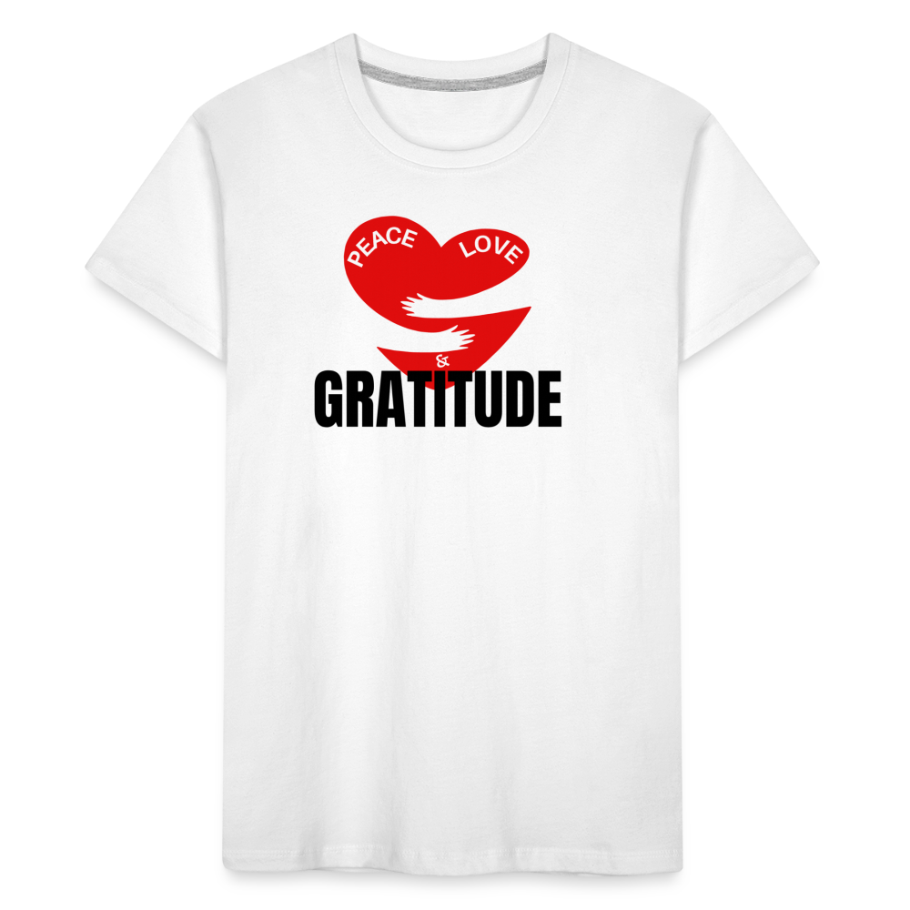 Toddler Peace Love & Gratitude Premium Organic T-Shirt - white