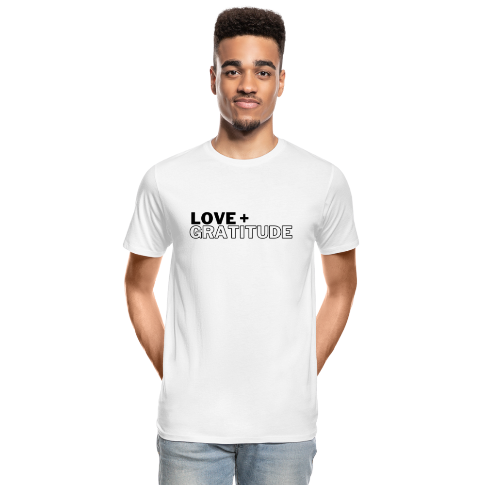 Love + Gratitude Men’s Premium Organic T-Shirt - white