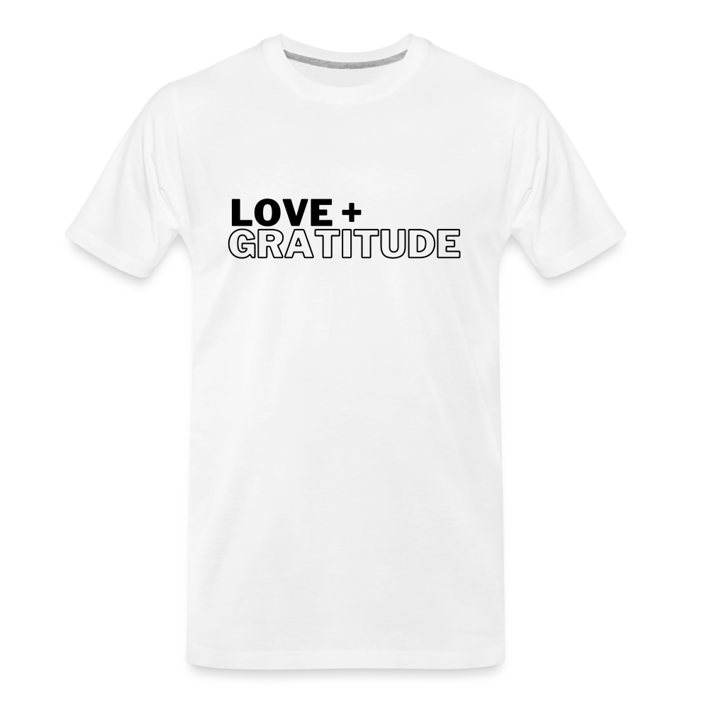 Love + Gratitude Men’s Premium Organic T-Shirt - white