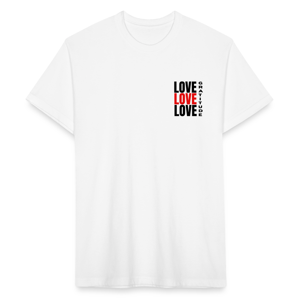 Love Gratitude Fitted Cotton/Poly T-Shirt by Next Level - white