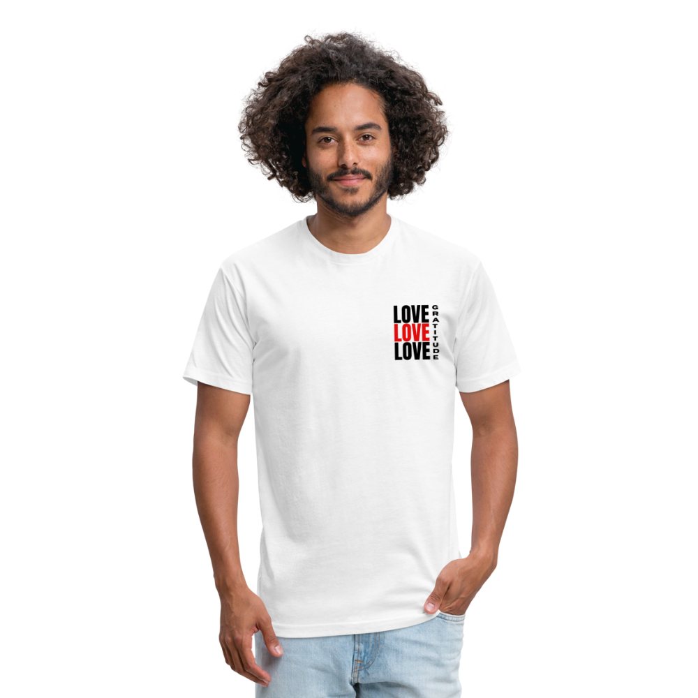 Love Gratitude Fitted Cotton/Poly T-Shirt by Next Level - white