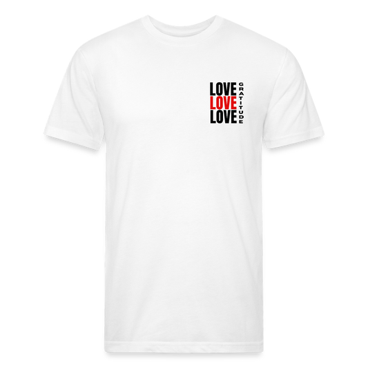 Love Gratitude Fitted Cotton/Poly T-Shirt by Next Level - white