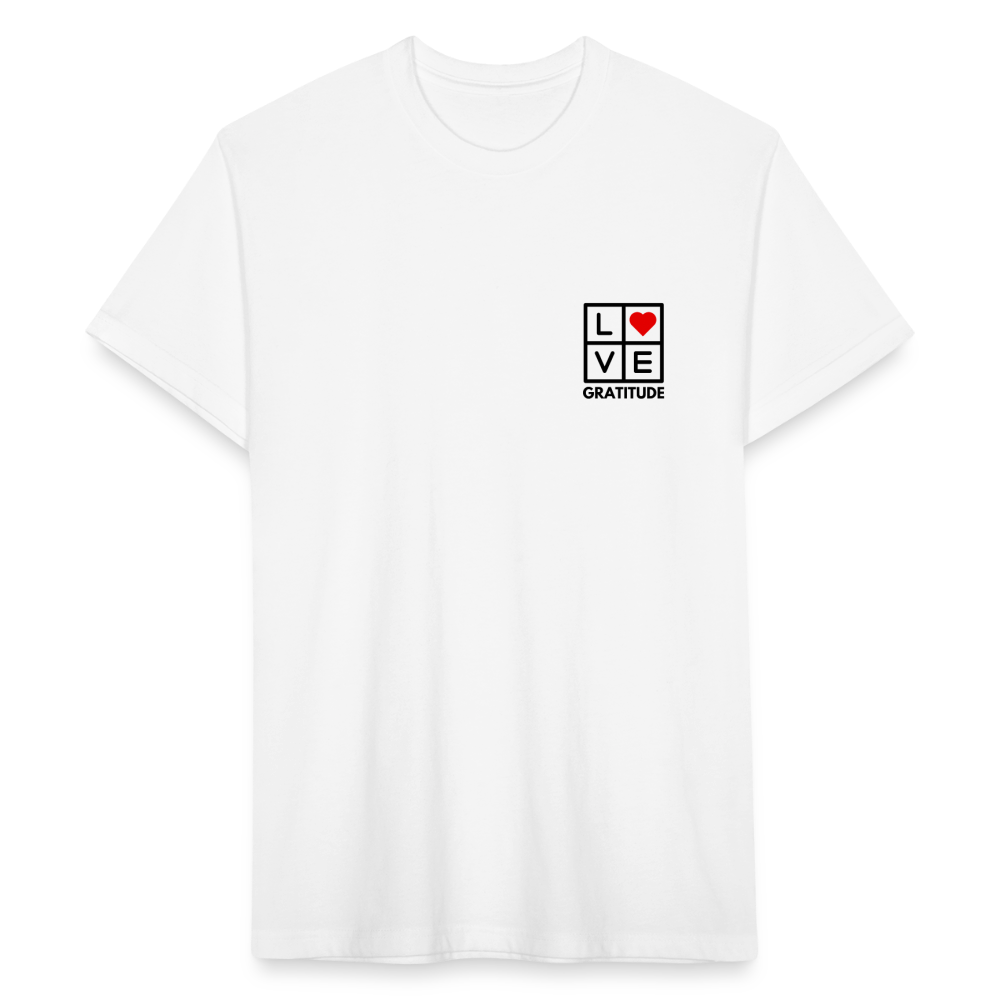 Love Gratitude Fitted Cotton/Poly T-Shirt - white