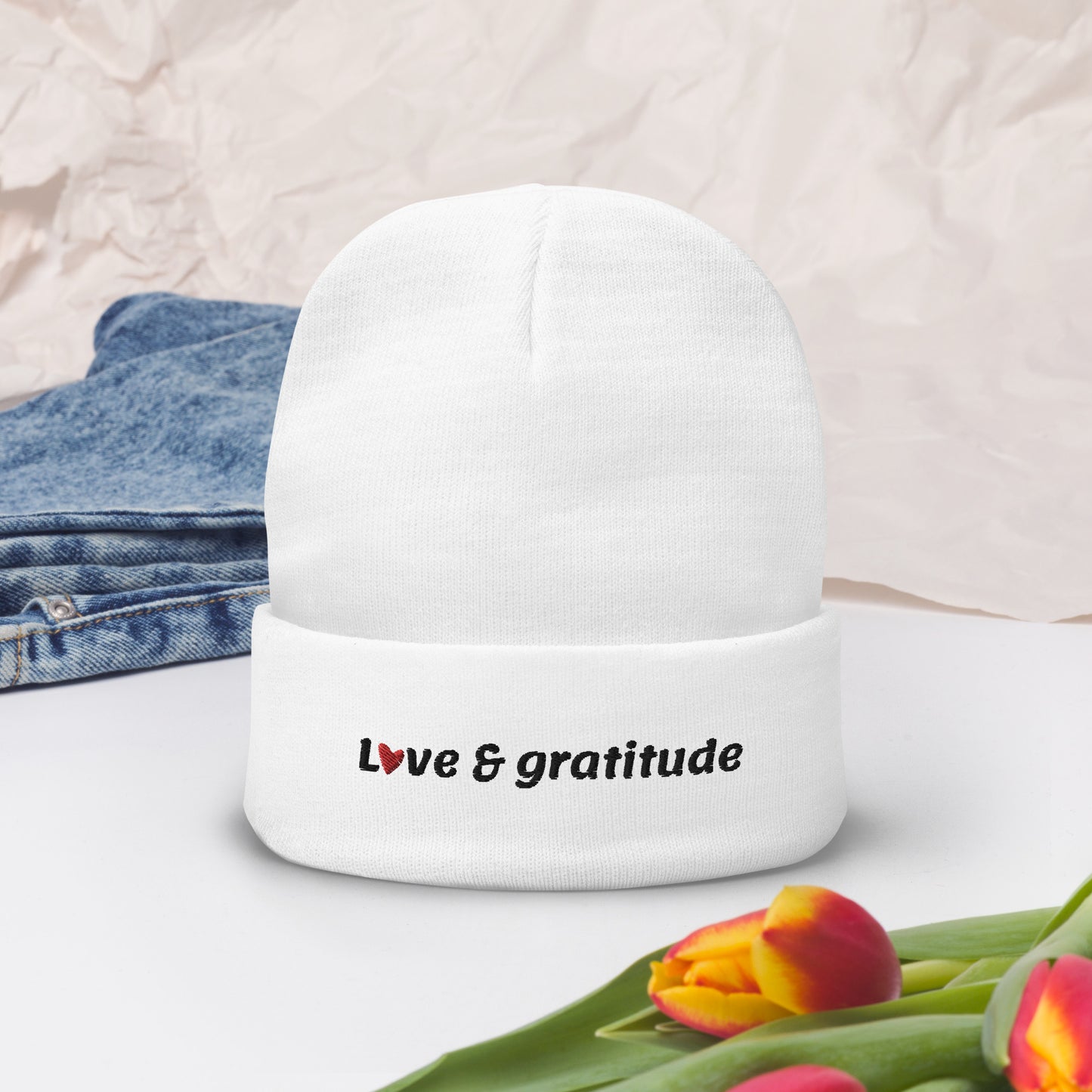 Love & Gratitude Embroidered Beanie