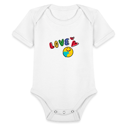Love Organic Short Sleeve Baby Bodysuit - white