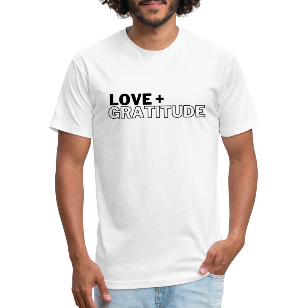 Love + Gratitude Fitted Cotton/Poly T-Shirt by Next Level - white